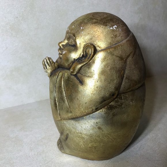 Rare BUDDAH UNIVERSAL 8" Approx GOLD FINISH PLASTER STATUARY Chest 2 PIECE - Picture 4 of 16